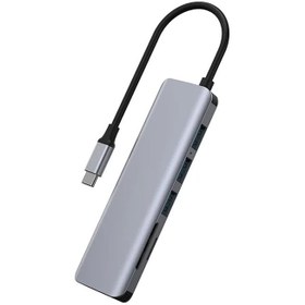 تصویر هاب تایپ سی 7 پورت مک بوک فلزی ویوو WiWU Type C Usb C Adapter 7 in 1 For Macbook Alpha 731 HC 