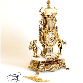 تصویر ساعت و شمعدان برنزی کد 1607 