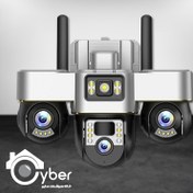تصویر دوربین سیمکارتی سه لنز موتوردار 18 مگاپیکسل مدل SURVI ورژن 3 ( هر لنز موتور چرخشی مجزا ) - بدون برق اضطراری / بدون کارت حافظه 4G Camera Survi Three Lens 18mp V.3 2026 ( Motorized 3 Lens)