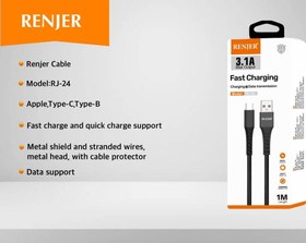 تصویر کابل شارژ رنجر TYPE-C مدل RENJER RJ-24 2.1A CHARGE CABLE RENJER RJ-24 TYPE C (USB-C) 2.1A 1M