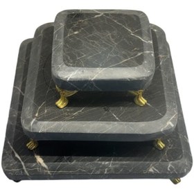 تصویر سینی سنگی سه تیکه پایه دار مرمریت 