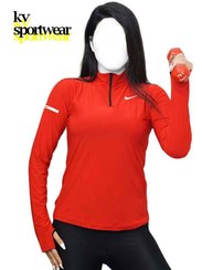 تصویر تیشرت نیم زیپ فینگردار ورزشی زنانه NIKE کد 014 NIKE womens sports finger zipper T shirt code 014