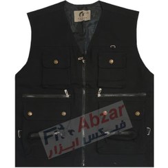 تصویر جلیقه خبرنگاری مردانه کتان سالیان رنگ مشکی ا Black linen press vest Black linen press vest