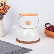 تصویر کتری لعابی دسته بامبو L36 