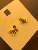 تصویر گوشواره پروانه سیکس با آبکاری طلا ضد حساسیت 