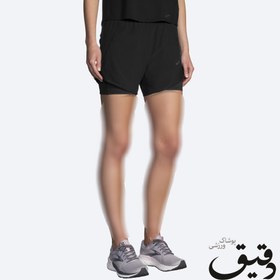 تصویر شلوارک ورزشی زنانه کشاله دار بروکس Brooks Chaser 5″ 2-in-1 Short مشکی BROOKS WOMEN RUN WITHIN