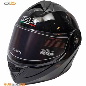 تصویر کلاه کاسکت مشکی براق فک متحرک iBK قالب کوچک iBK Small Mold Glossy Black Helmet with Removable Jaw