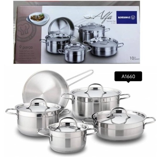 Korkmaz Alfa Cookware Set of 9 Pieces - A1660 ShoppersPk.com