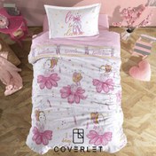 تصویر روتختی دخترانه سفید صورتی طرح بالرین مدل Ballerina 