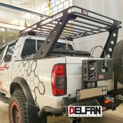 تصویر باربند آفرودی نیسان پیکاپ دلفان مدل فلت و لبه دار روی اتاق بار 