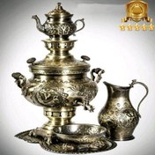 تصویر سرویس سماور چهار پارچه قلم کاری بدون سماور 