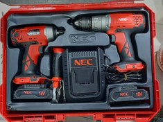 تصویر دریل و بکس شارژی ان ای سی مدل Li1518/9918K NEC ( کارکرد) NEC Cordless Drill and wrench