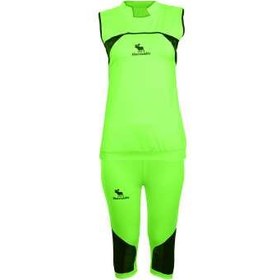 تصویر ست تاپ و شلوارک ورزشی زنانه مدل A7 رنگ سبز فسفری 
