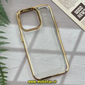 تصویر قاب گوشی iPhone 14 Pro آیفون طرح پشت طلق شیشه ای شفاف اورجینال برند FASHION CASE طلایی کد 197 