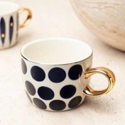 تصویر ماگ سفید سورمه ای 400میل Madame Coco مدل point 