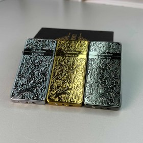 تصویر فندک سنگی طرح گل نقره‌ای 