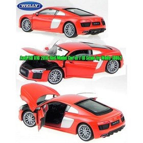 تصویر ماکت ماشین ائودی-Audi R8 V10 2016 Red Model Car in 1-18 Scale by Welly 