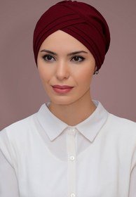 تصویر سربند حجاب زنانه اورجینال هیوروم زرشکی HÜRREM BONE TYC00326504530 Claret Red Practical Ready Connent حجاب لانه زنبوری فصلی سه صلیب دشت 1863_16 