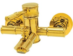 تصویر شیر اهرمی حمام طلایی مدل بامبو hasiri gold bath mixer