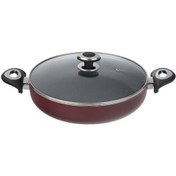 تصویر تابه دو دسته زرساب مدل GT228 سایز ۲۸ گرانیتا با درب شیشه‌ای 