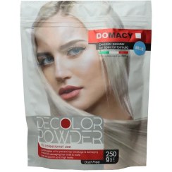 تصویر پودر دکلره دوماسی در رنگ های سفید و آبی - بی رنگ کننده 250 میلی گرم domacy 