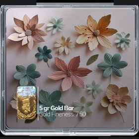 تصویر شمش طلا 18 عیار مدوپد مدل گل کد SG10488 