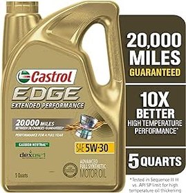 تصویر روغن موتور تمام مصنوعی پیشرفته Castrol 03087 EDGE Extended Performance 5W-30 Advanced Full Synthetic, 5 Quart - ارسال 20 روز کاری Castrol 03087 EDGE Extended Performance 5W-30 Advanced Full Synthetic Motor Oil, 5 Quart