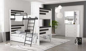 تصویر تخت خواب دو طبقه رادو با کشو سایز ۹۵*۲۰۰ 