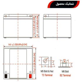 تصویر باتری یو پی اس 12 ولت 28 آمپر ساعت صنعت رایان پارس مدل SRP-12.28 