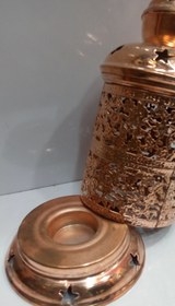 تصویر جاشمعی مدل فانوس فلزی رنگ مسی 
