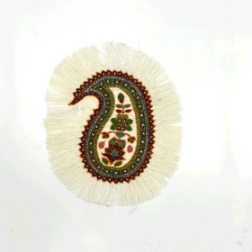 تصویر بته جقه پته دوزی رنگ سفید طرح دریا کد BT09 