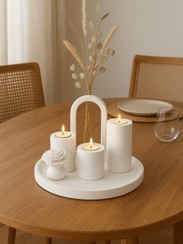 تصویر ست دکوری میز ناهارخوری | ست جلو‌مبلی سفید 