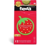 تصویر کاندوم حاوی اسانس توت فرنگی خاردار فیستا 12عددی STRAWBERRY CONDOMS FIESTA 