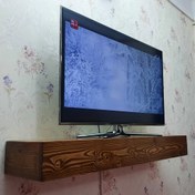 تصویر شلف دیواری چوبی با پایه مخفی مورد استفاده برای زیر تلویزیون ..کتابخانه ..دکوری و غیره... 