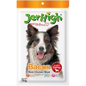 تصویر تشویقی سگ جرهای مدل نواری طعم بیکن 70 گرم ( تقویتی ) Jerhigh Bacon 70g