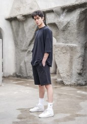 تصویر شلوارک اسلش مردانه مشکی جیب دار 