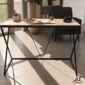 تصویر میز تحریر و کار مدرن (طرح X) – ترکیبی از زیبایی صنعتی و کارایی بی‌نظیر 