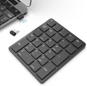 تصویر Wireless Number Pads Numeric Keypad Numpad 26 Keys Portable 2.4 GHz Financial Accounting Number Keyboard Extensions 10 Key for Laptop PC Desktop Surface Pro Notebook (Black) - ارسال 15 الی 20 روز کاری 