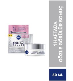 تصویر لوسیون و کرم زنانه بی رنگ برند Nivea Hyaluron Cellular Fıller + Sıkılaştırıcı Yaşlanma Karşıtı Gündüz Kremi