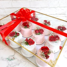 تصویر باکس مینی کیک خواستگاری (دو رنگ) - کیک و شیرینی خانگی مشهد | هایدین | کد: ZNB-12D5 