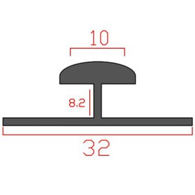 تصویر پروفیل اچ آلومینیوم 10×8.2×32 