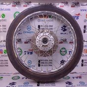 تصویر چرخ جلو کامل موتور سیکلت طرح ویو رادیسون با دیسک و لاستیک سالم 