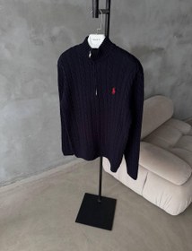 تصویر پلیور بافتی Cable-knit Sweater در سه رنگ و نماد سوارکاری - سفید / S Cable-knit Sweater