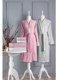 تصویر ست حوله خانواده دتی - صورتی - خاکستری برند favora Ditsy Family Robe Set - Pink - Grey