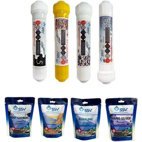 تصویر فیلتر دستگاه تصفیه آب مدل Post carbon و Mineral و Alkaline و Nano silver به همراه شارژ یدک 