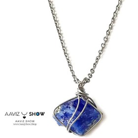 تصویر آویز ابسیدین آبی اسنوفلیک یا برفی نمونه استثنایی و اصل A1209 