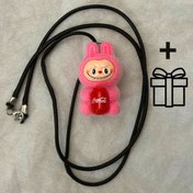 تصویر گردنبند لبوبو صورتی کوکاکولا طرح Labubu Pink + هدیه 
