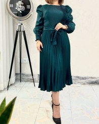 تصویر پیراهن ساتن آمریکایی - سبز درباری / 44 