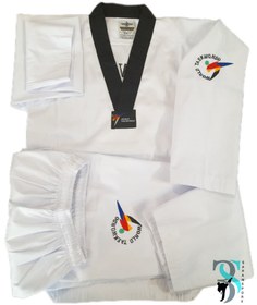 تصویر لباس تکواندو کبریتی طرح WORLD TAEKWONDO (بزرگسال-بچگانه) 