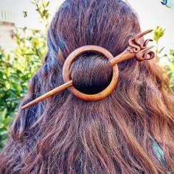 تصویر پین مو چوبی اسم کاملیا Camellia name wooden hair pin